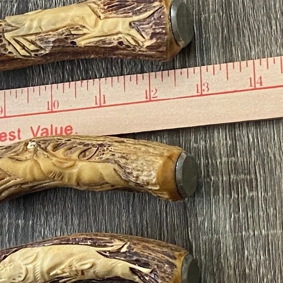 Anton Wingen Jr Solingen Germany Carve Stag Horn Handle Etched Turkey Knife Fork